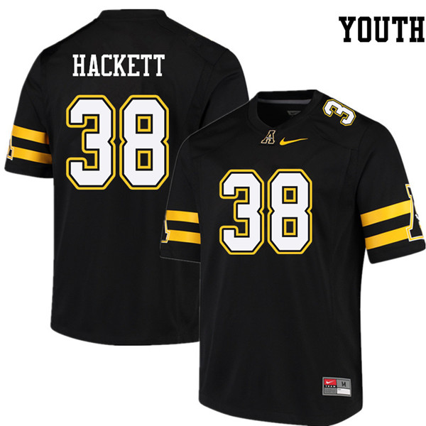 Youth #38 Dino Hackett Appalachian State Mountaineers College Football Jerseys Sale-Black - Click Image to Close